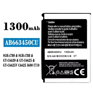 Bateria AB663450CU do Samsung SCH-i780/SCH-i788/FT-C6620/GT-C6625