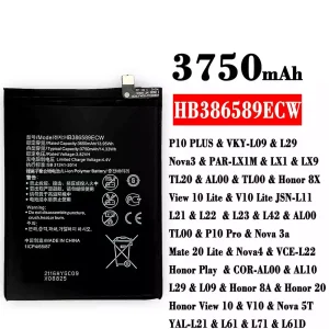 Bateria HB386589ECW do HUAWEI P10 PLUS /Honor 8X / View 10 Lite / V10 Lite / P10 Pro / Nova 3a /Mate 20 Lite / Nova4  / Honor 8A / Honor 20 / Honor View 10 / V10 / Nova 5T