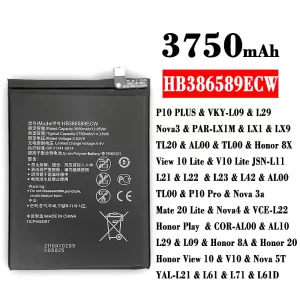 Bateria HB386589ECW do HUAWEI P10 PLUS /Nova3 / Honor 8X / View 10 Lite / P10 Pro / Nova 3a / Mate 20 Lite / Nova4 / Honor 8A / Honor 20 / Honor View 10 / Nova 5T