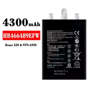 Bateria HB466489EFW do HUAWEI Honor X20