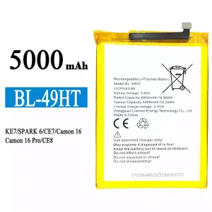 Bateria BL-49HT do Tecno KE7 / SPARK 6 / Camon 16 /Camon 16 Pro
