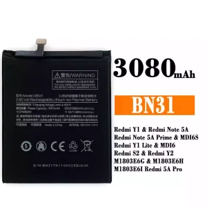 Bateria BN31 do Xiaomi Redmi Y1 / Redmi Note 5A /Redmi Y1 Lite / Redmi S2 / Redmi Y2 / Redmi 5A Pro