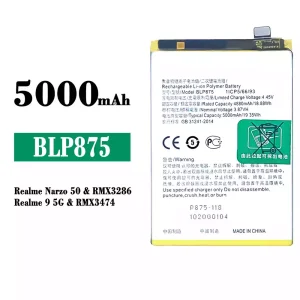 Bateria BLP875 do OPPO Realme Narzo 50 / Realme 9 5G