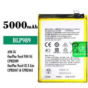Bateria BLP989 do OPPO A98 5G /OnePlus Nord N30 5G /OnePlus Nord CE 3 Lite