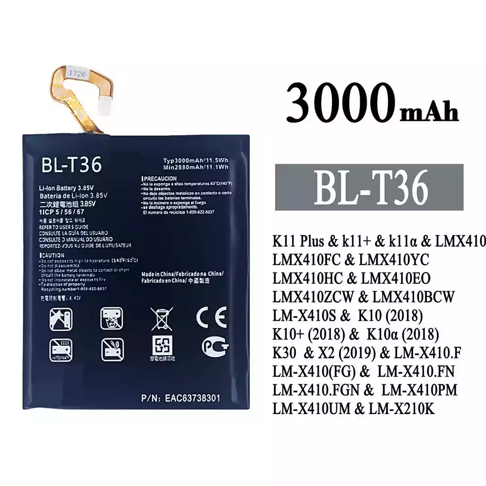 Bateria BL-T36 do LG K11 Plus /K10 / K10+