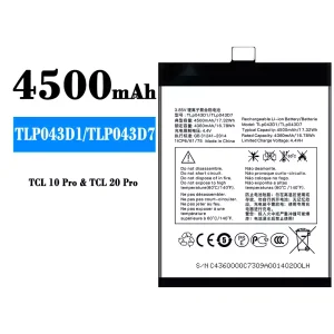 Bateria TLP043D1/TLP043D7 do Alcatel TCL 10 Plus/TCL 20 Plus/TCL 10 pro/TCL 20 pro